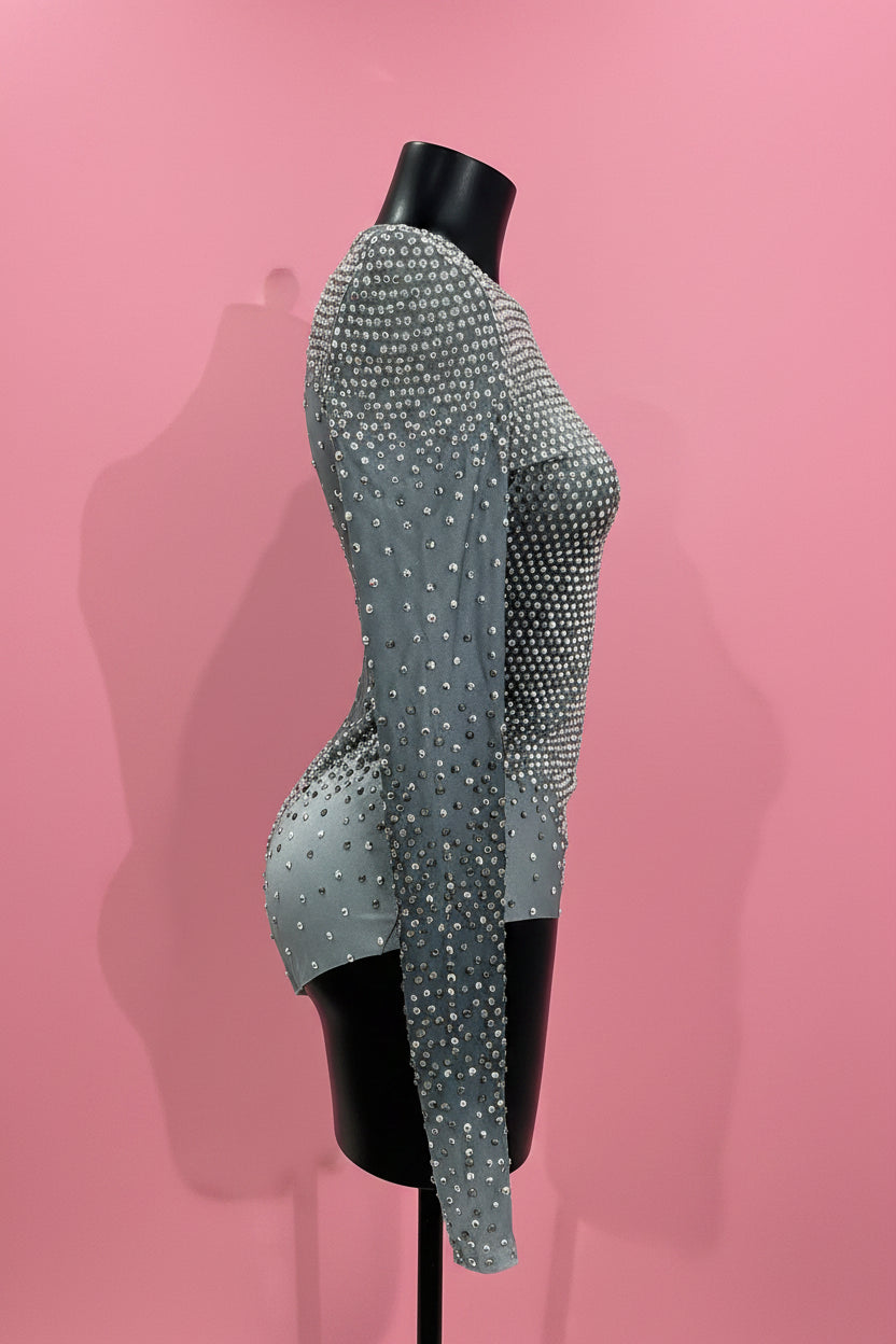 Rhinestone Long Sleeved Bodysuit
