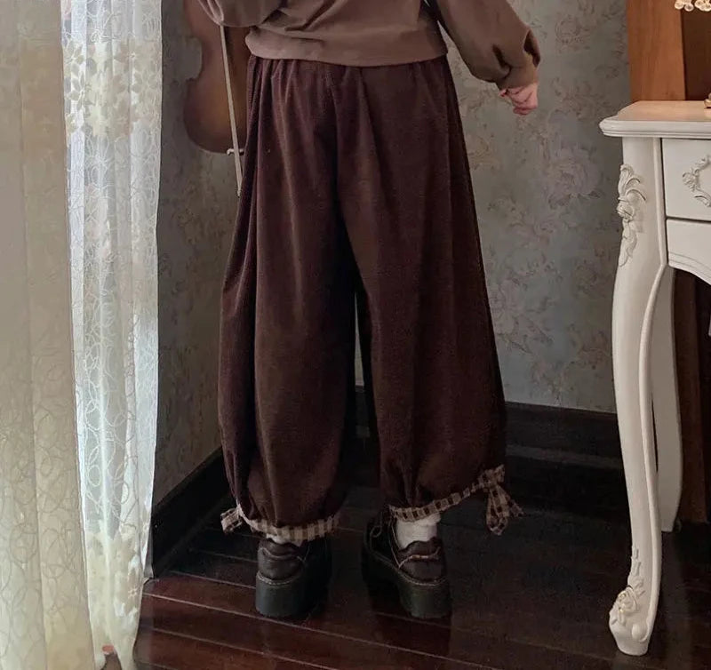 Corduroy Flower Wide Leg Pants