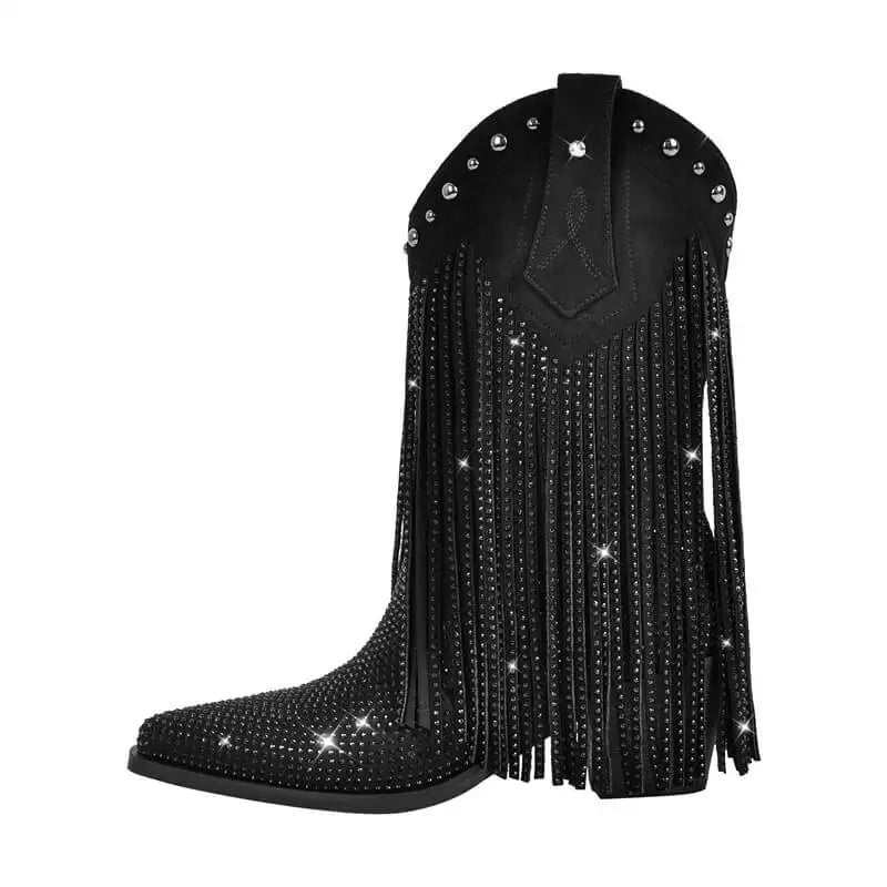 Tassel Rhinestone Cowgirl Boots