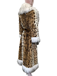 Long Faux Fur Leopard Print Coat