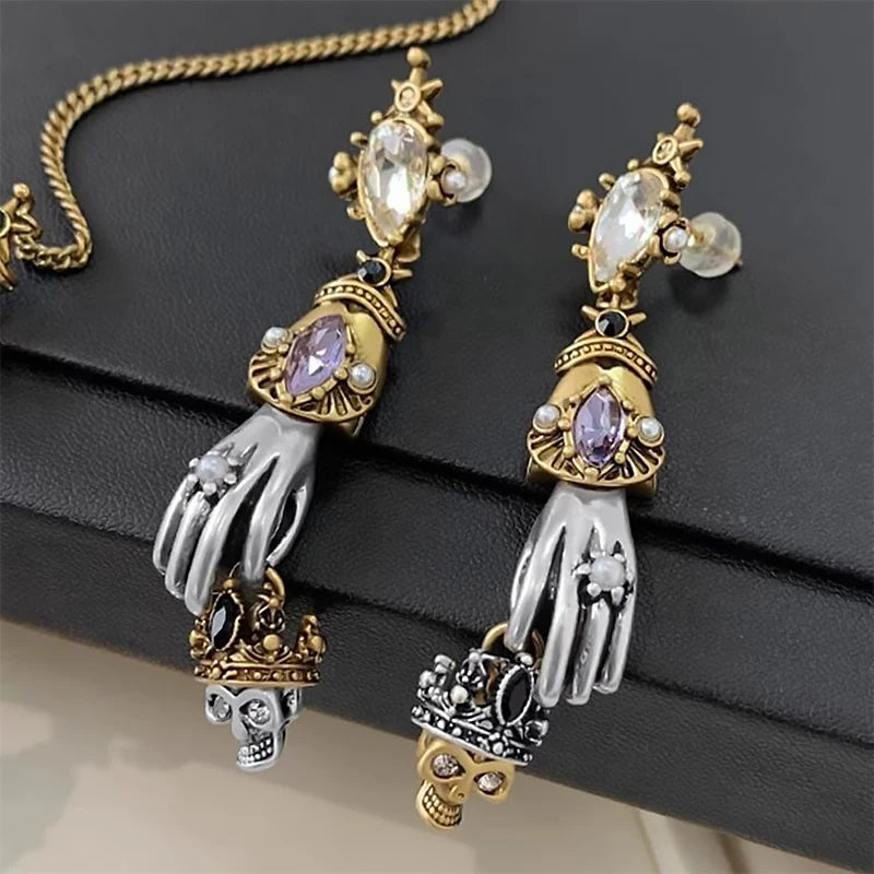 Hand & Skull Drop Earrings - Festigal