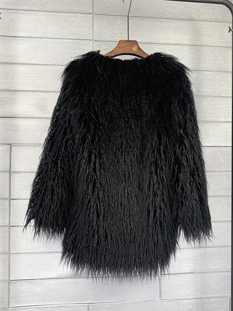 Faux Mongolian Fur Jacket - Festigal