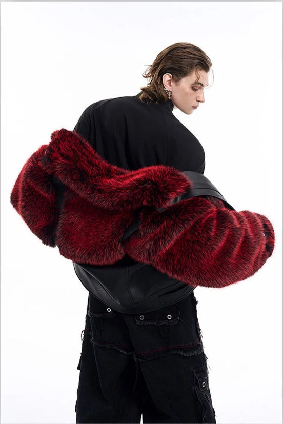 Men's Faux Fur Patchwork Coat - Festigal