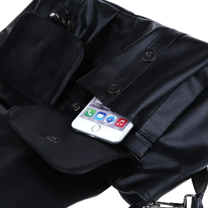 Faux Leather Skull Crossbody Bag - Festigal