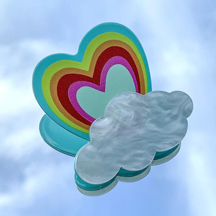 Rainbow Heart & Cloud Brooch - Festigal