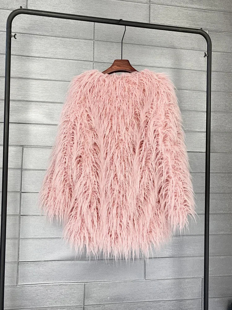 Faux Mongolian Fur Jacket