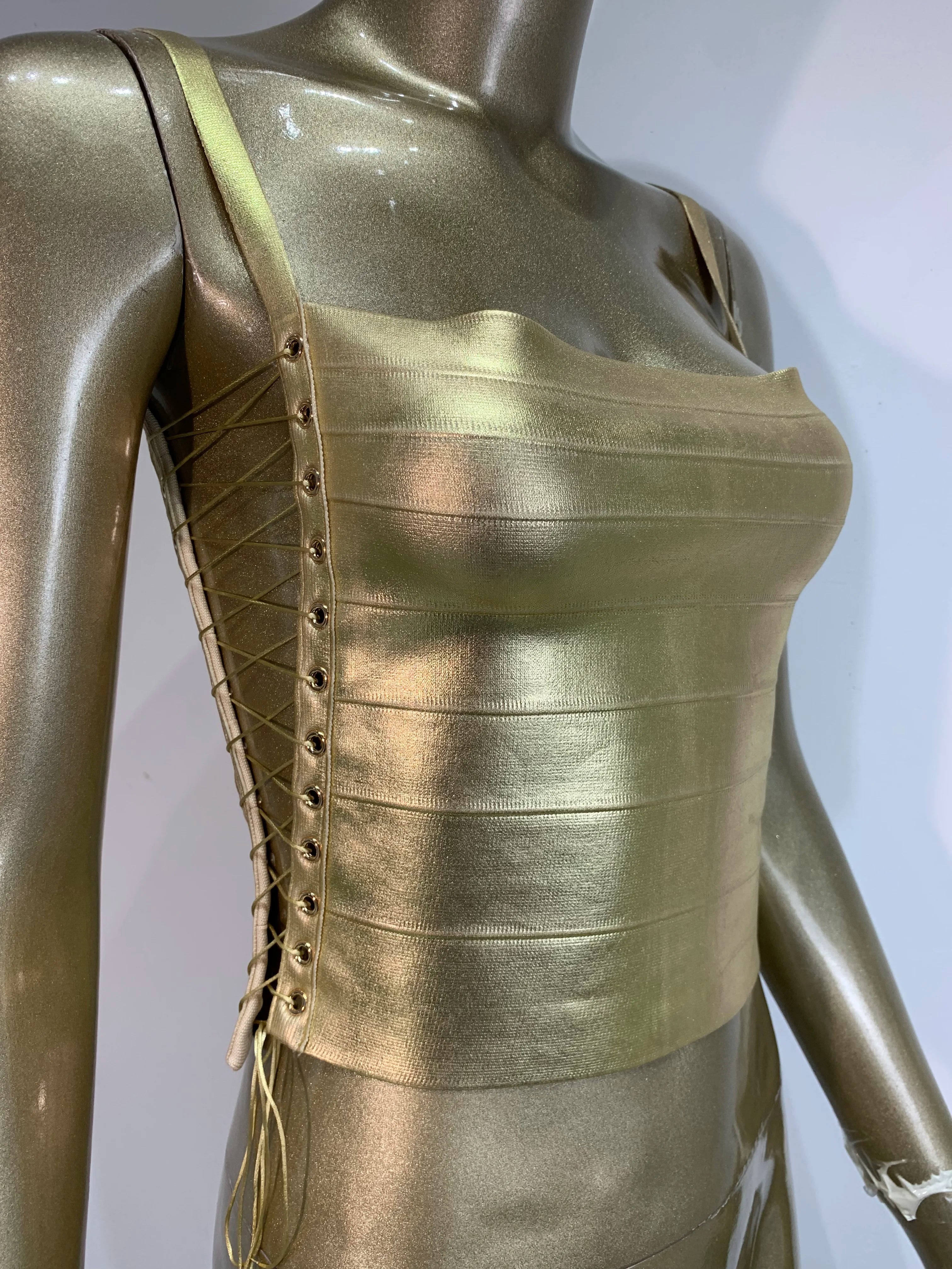 Metallic Bandage Lace Up Top