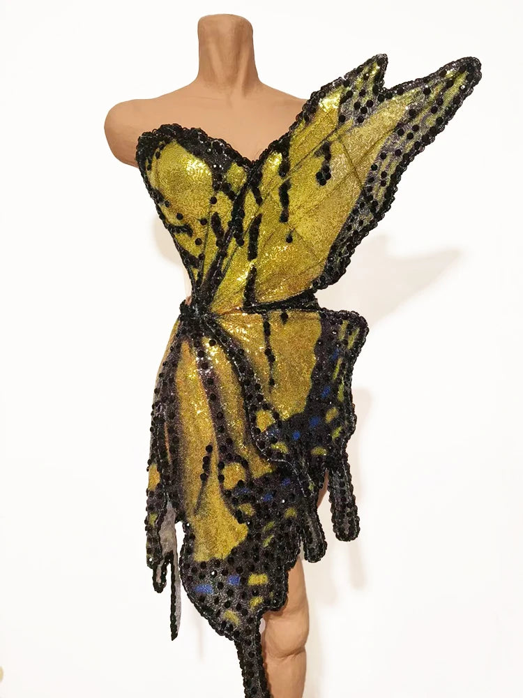 3D Butterfly Wing Asymmetrical Dress