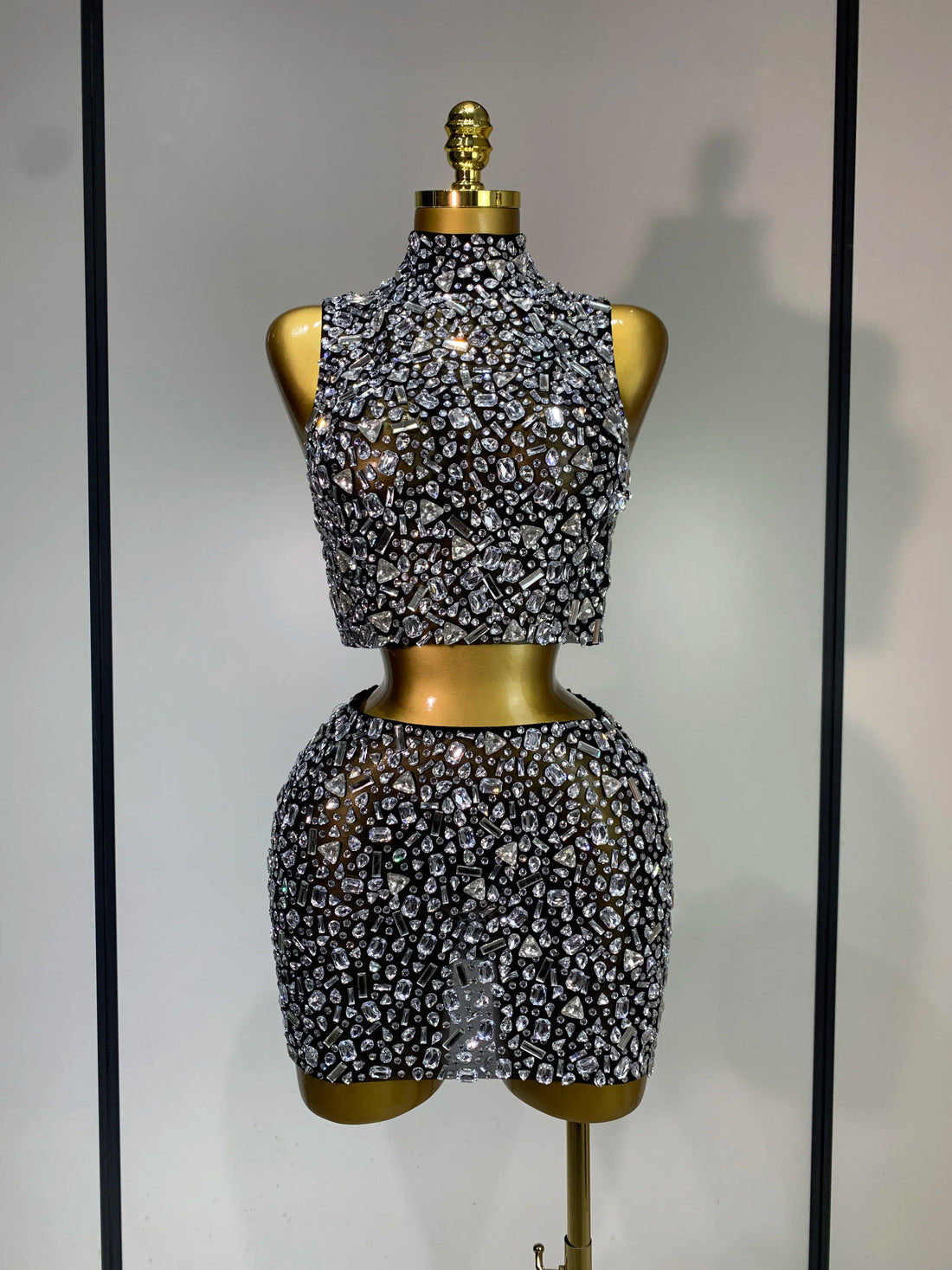 Rhinestone Tank Top & Mini Skirt Set