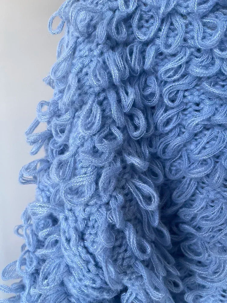 Blue Knitted Loop Jumper - Festigal