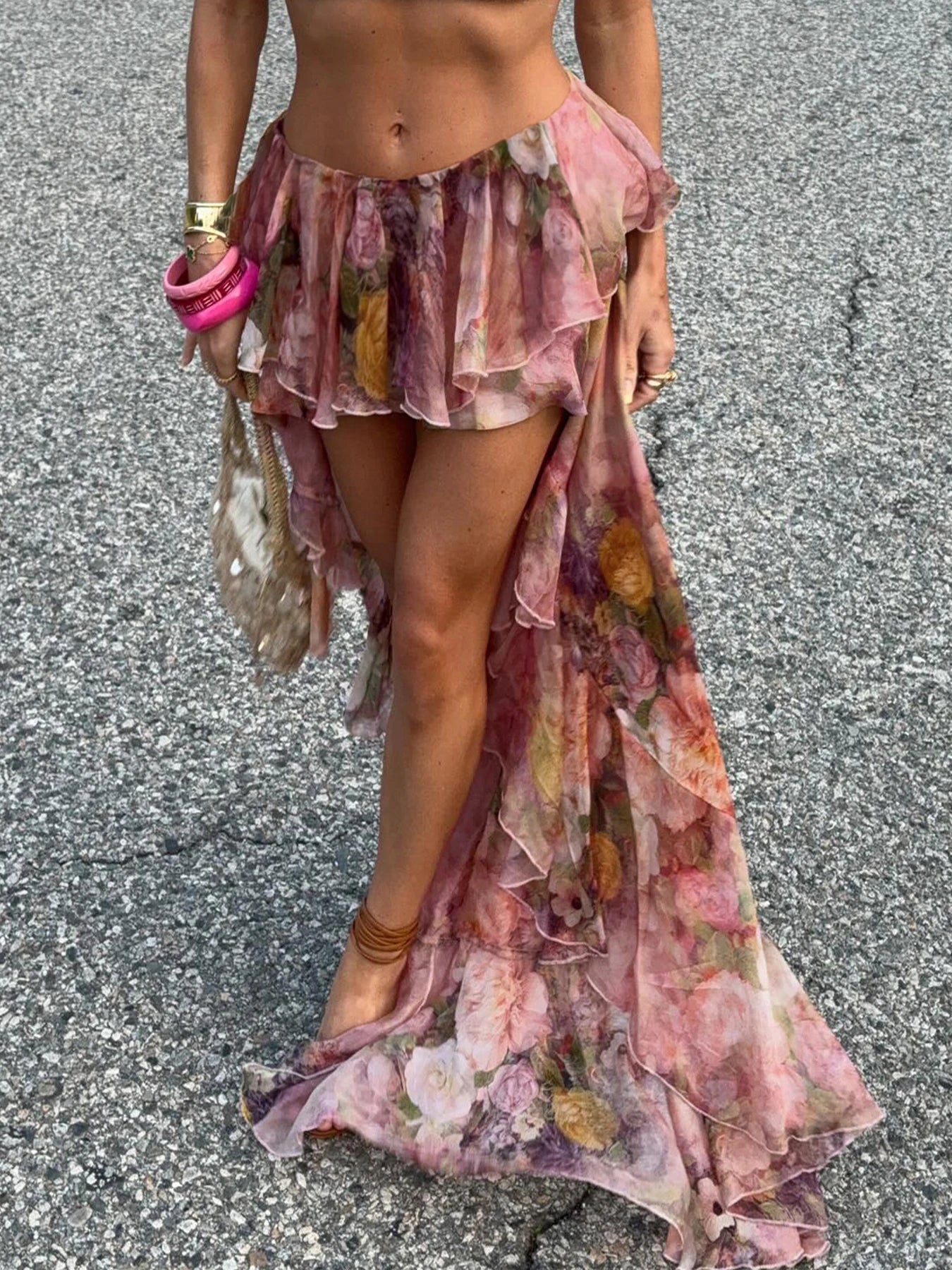 Floral Asymmetrical Shorts - Festigal