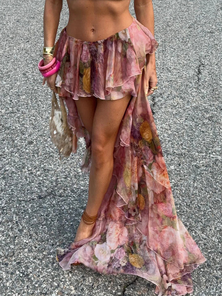 Floral Asymmetrical Shorts - Festigal