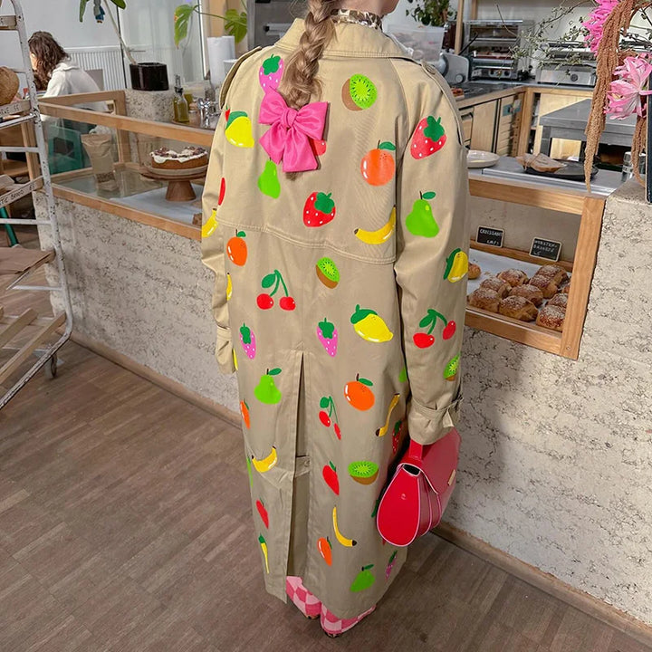 Fruit Print Trench Coat - Festigal
