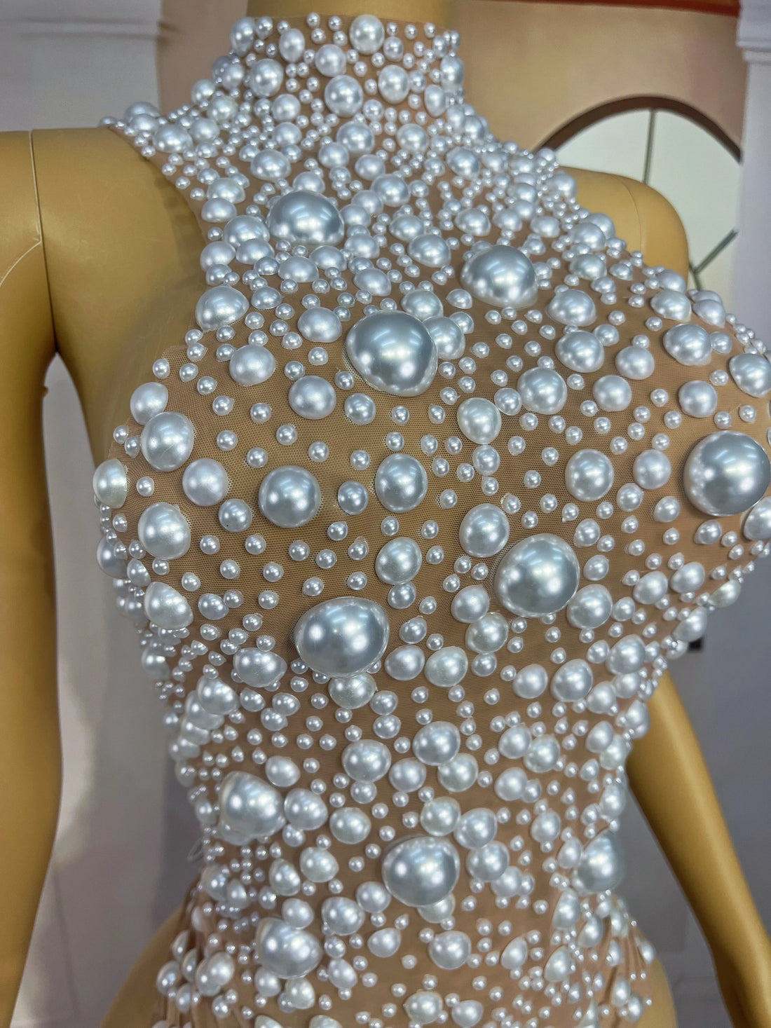 Pearl Mesh Halterneck Top