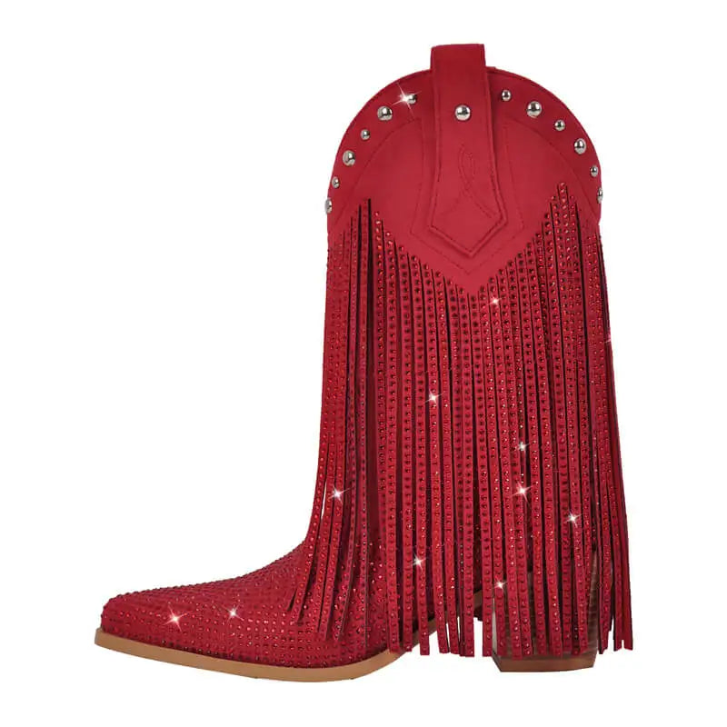 Tassel Rhinestone Cowgirl Boots
