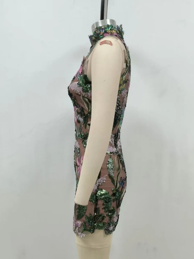 Tropicana Embroidered Sequin Dress