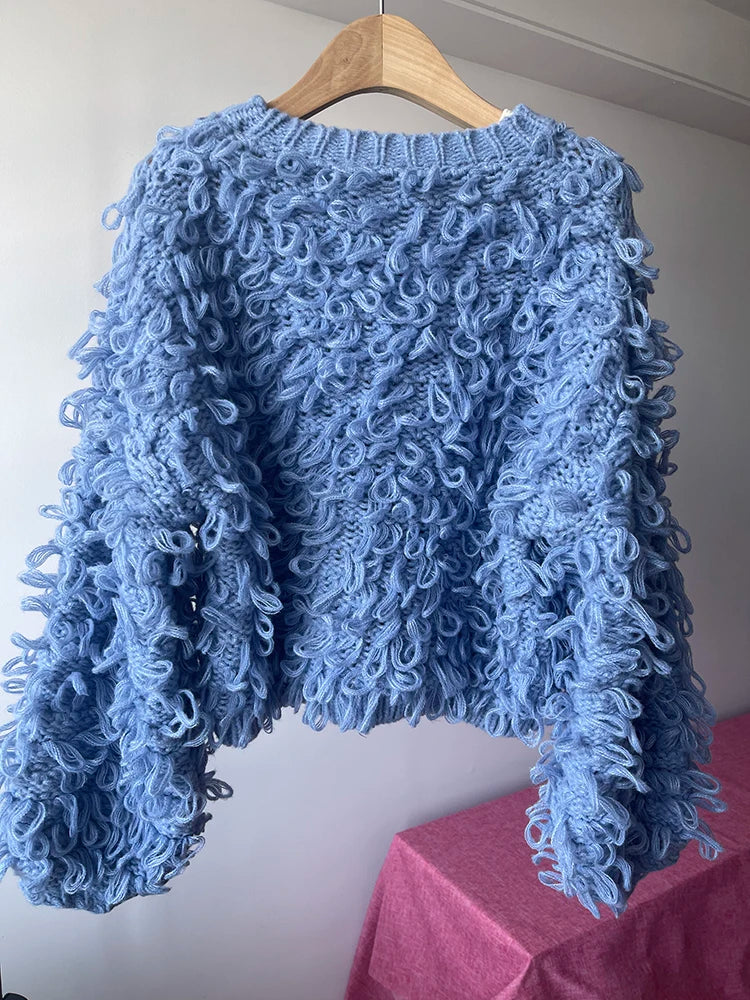 Blue Knitted Loop Jumper - Festigal