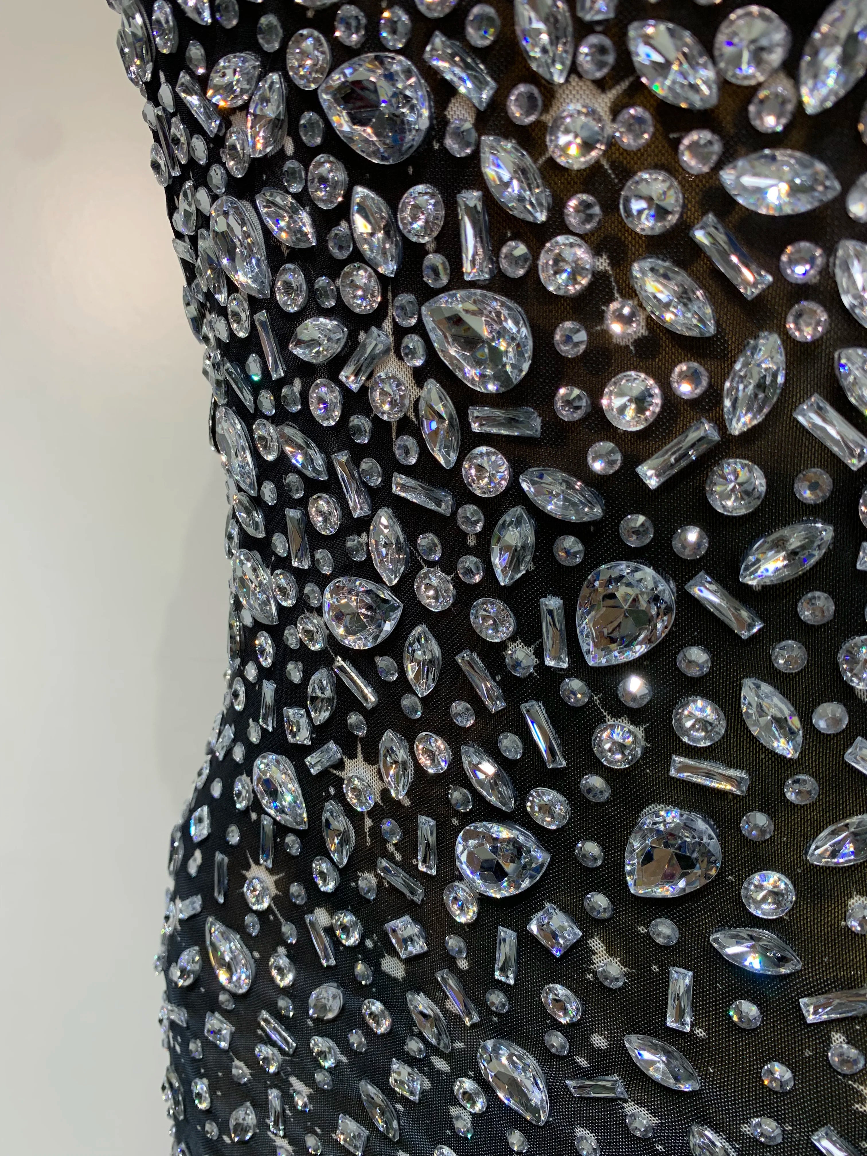 Rhinestone Mesh Maxi Dress
