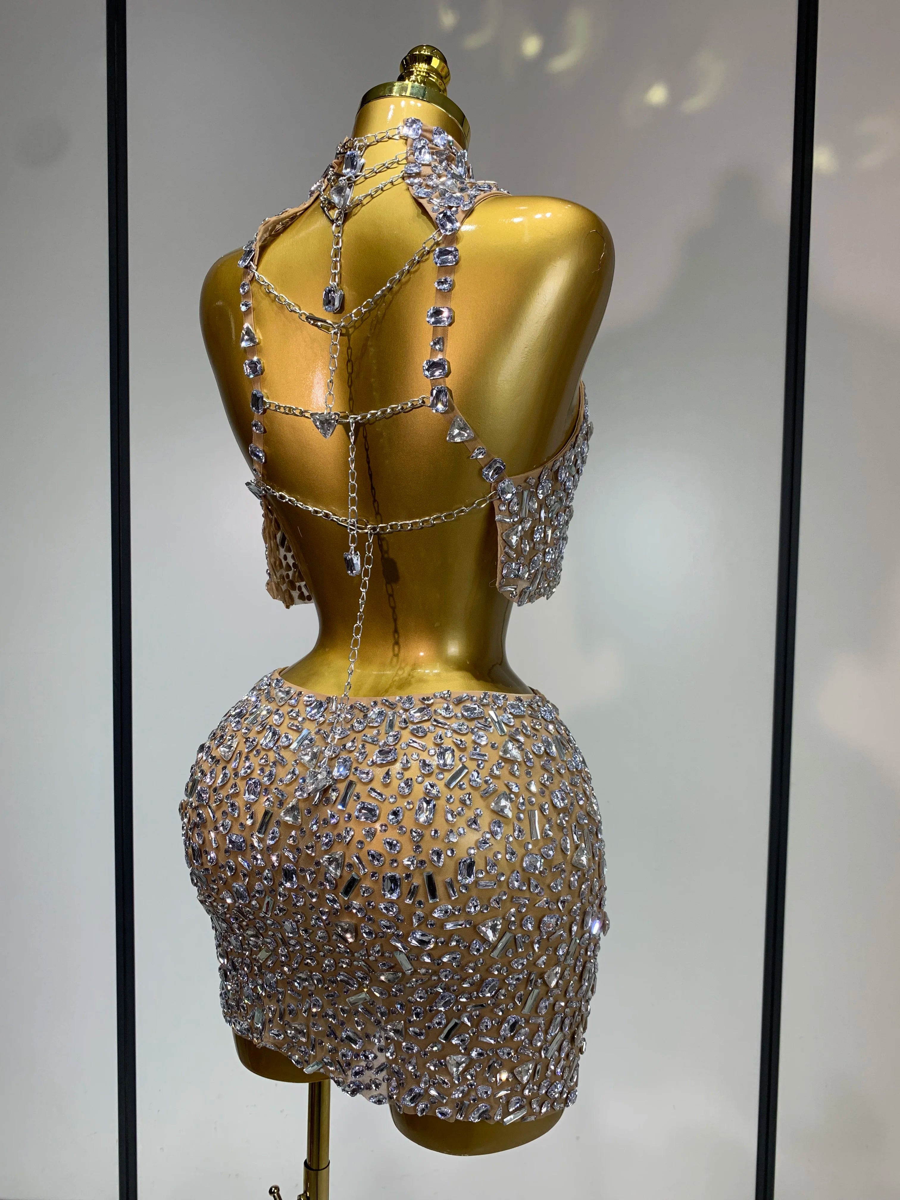 Rhinestone Tank Top & Mini Skirt Set