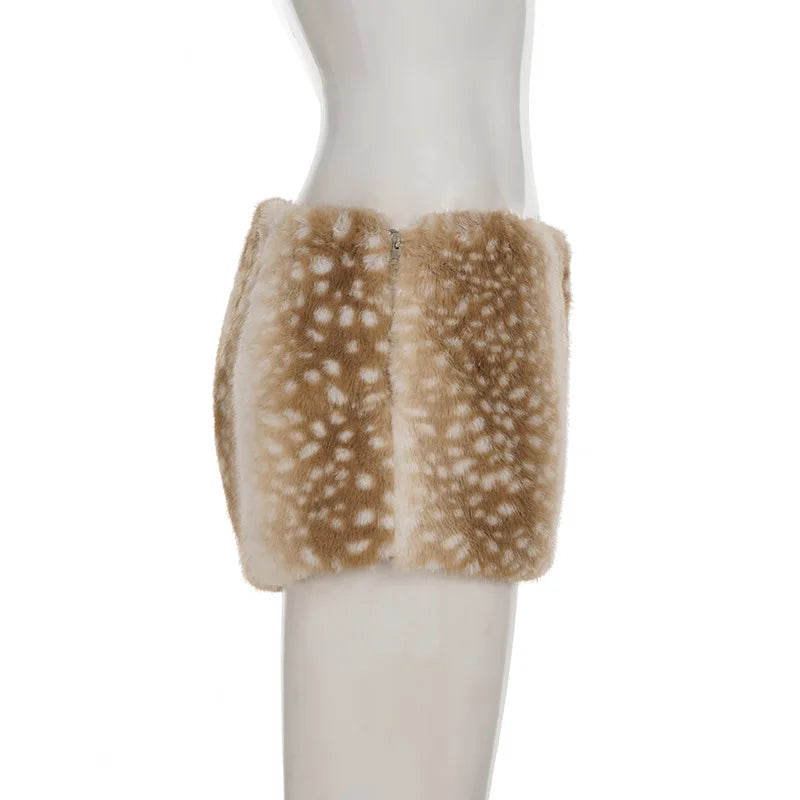 Deer Faux Fur Shorts