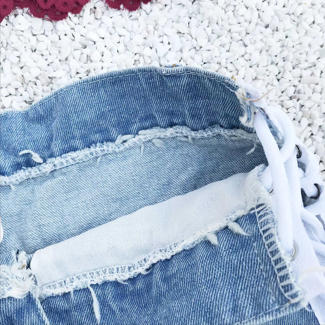 Lace Up Denim Shorts - Festigal