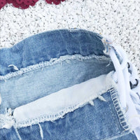 Lace Up Denim Shorts