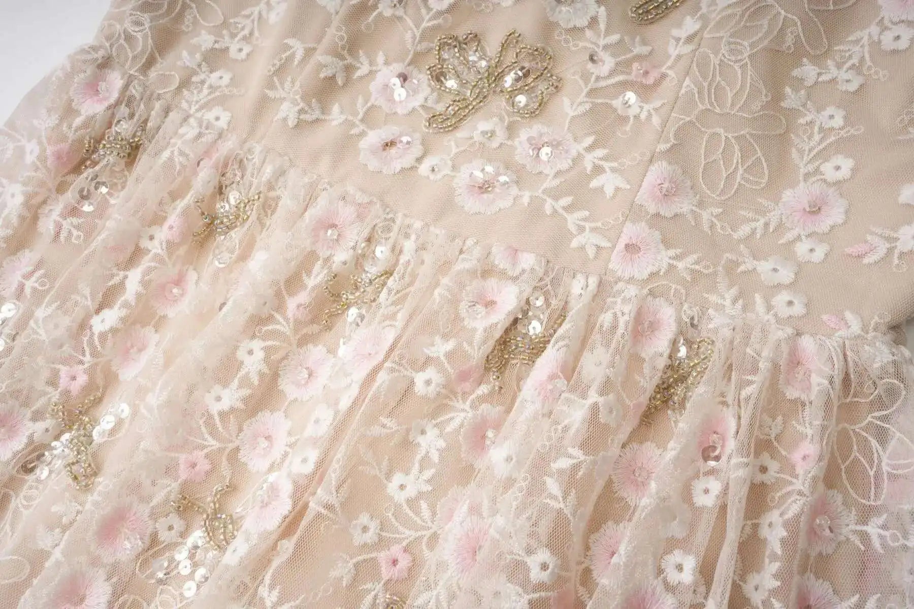 Floral Ruffled Embroidered Maxi Dress