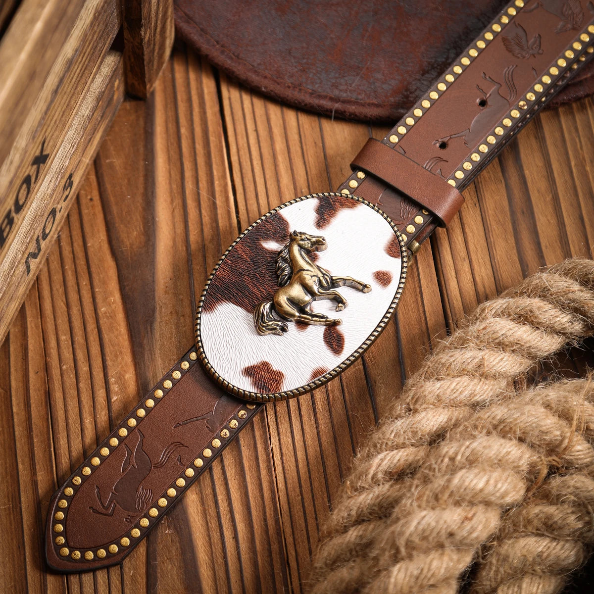 Horse Faux Leather Buckle Belt