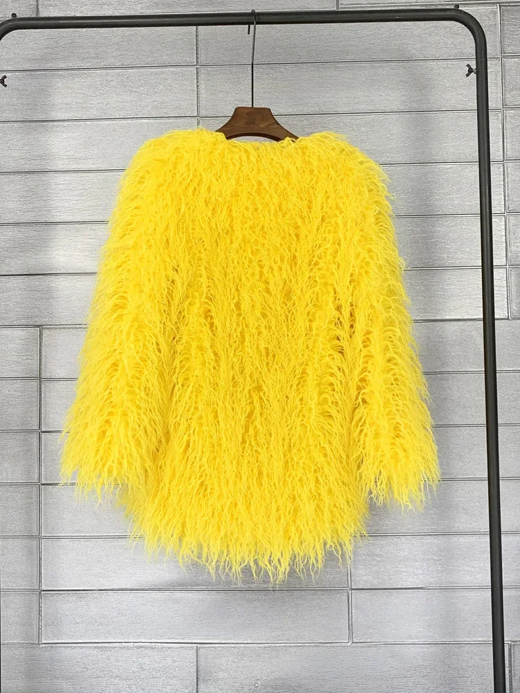 Faux Mongolian Fur Jacket