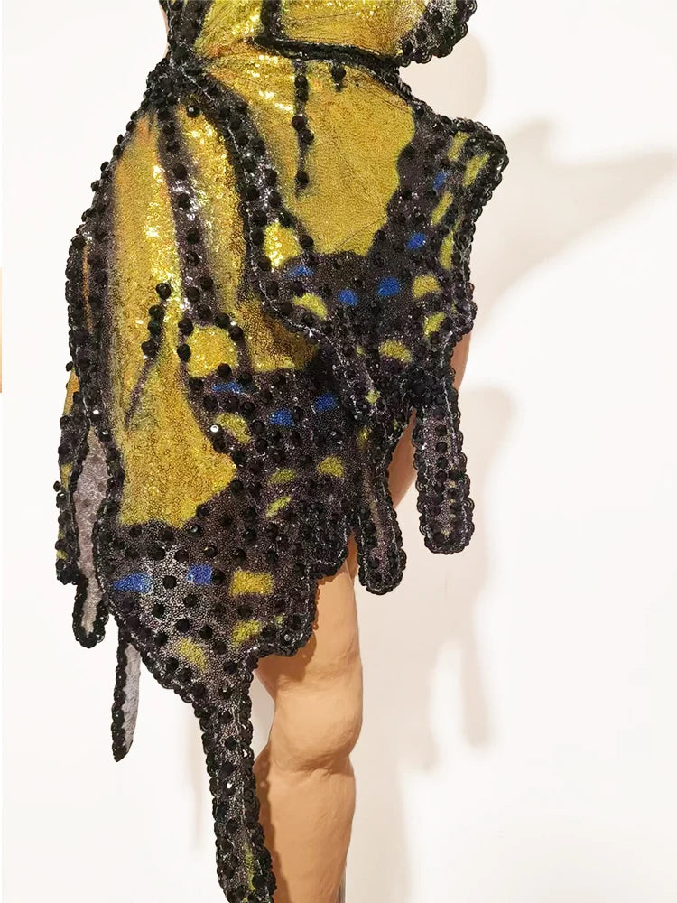 3D Butterfly Wing Asymmetrical Dress
