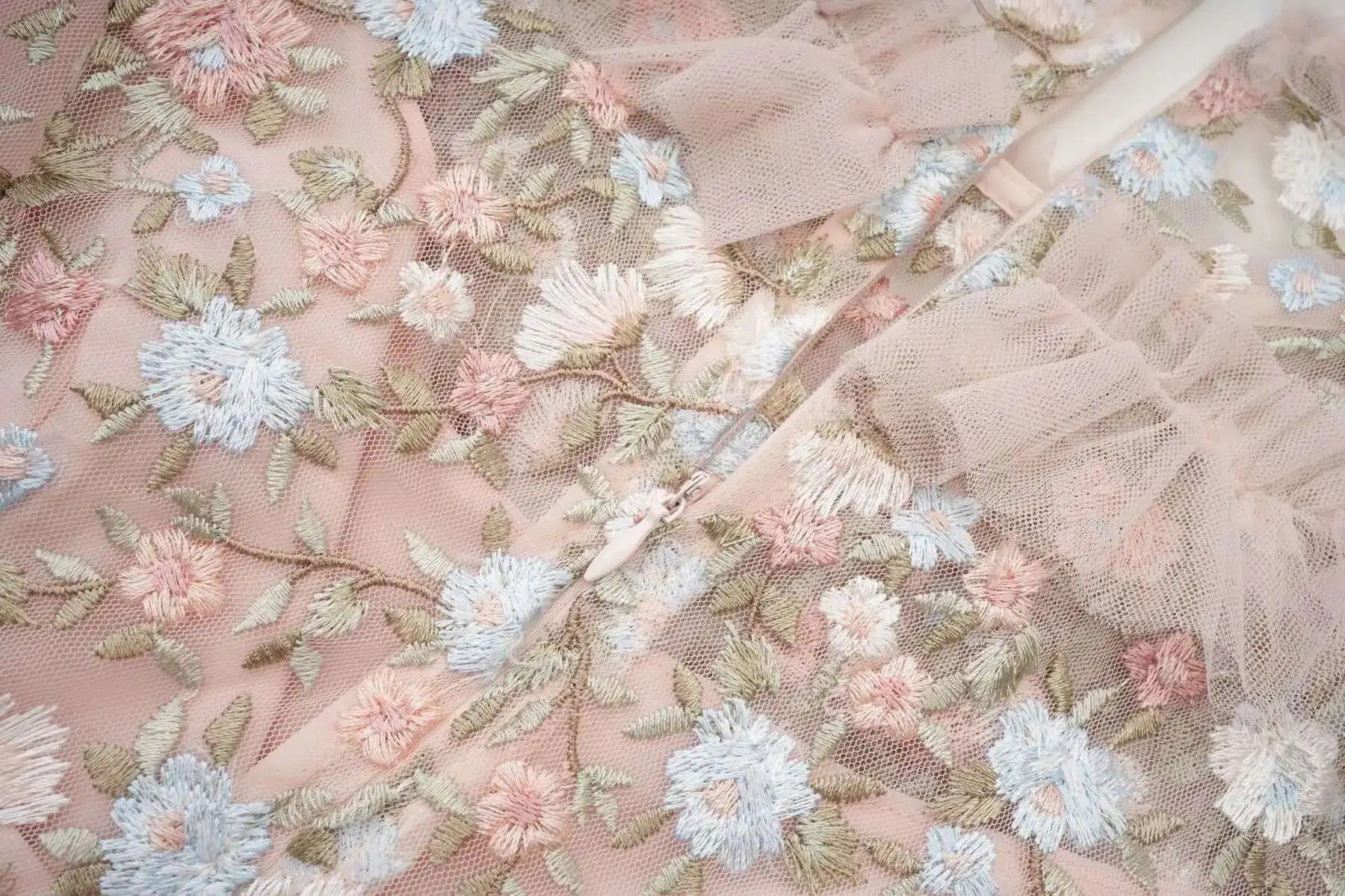 Floral Ruffled Embroidered Maxi Dress