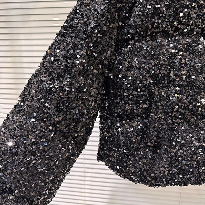 Sequin Puffer Bomber Jacket
