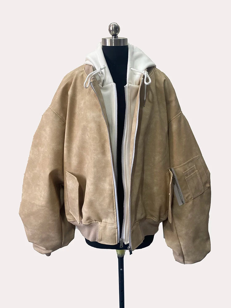 Men's Suede Hoodie Bomber Jacket - Festigal