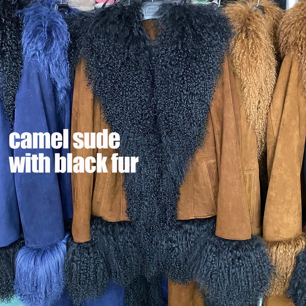 Suede Mongolian Fur Jacket
