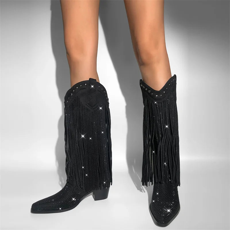 Rhinestone Tassel Cowgirl Boots