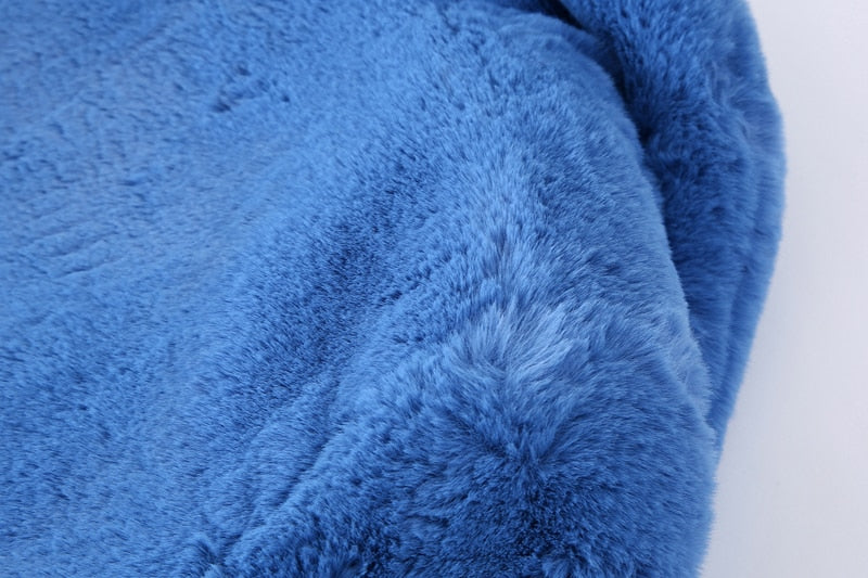 Blue For You Faux Fur Short Waist Jacket - Festigal