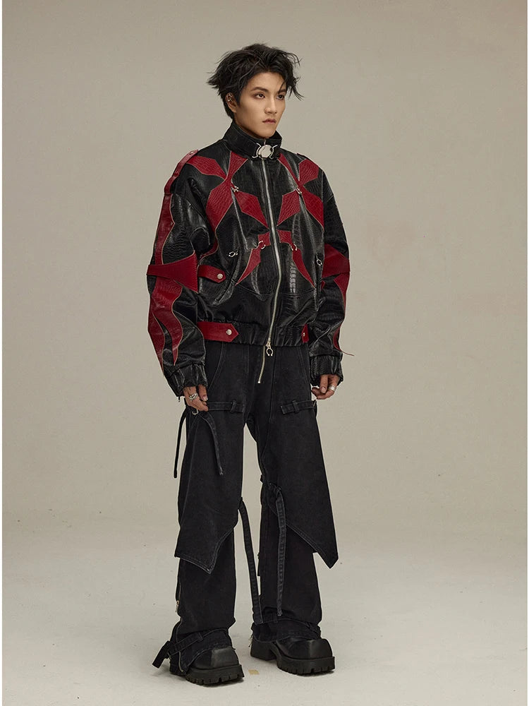 Mens Crocodile Faux Leather Jacket