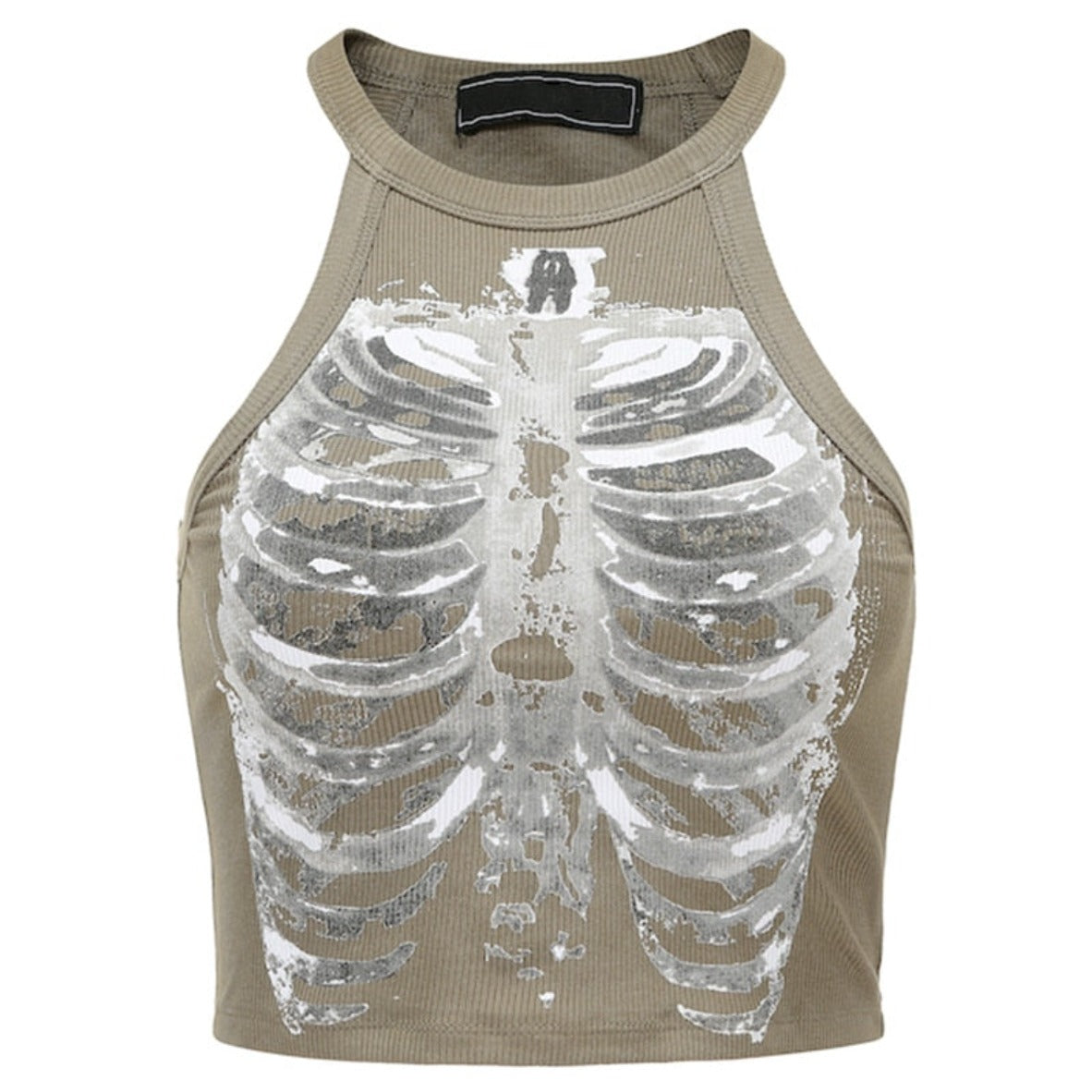 Punk Aesthetic Skeleton Print Sleeveless Vest