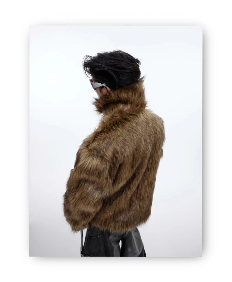 Unisex Brown Faux Fur Coat