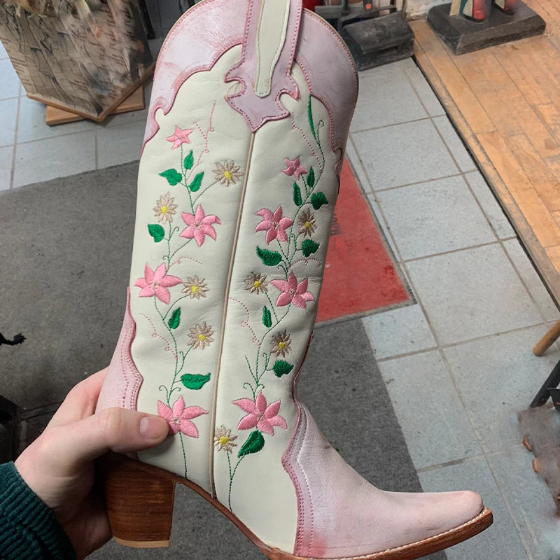Pink Floral Cowboy Boots - Festigal