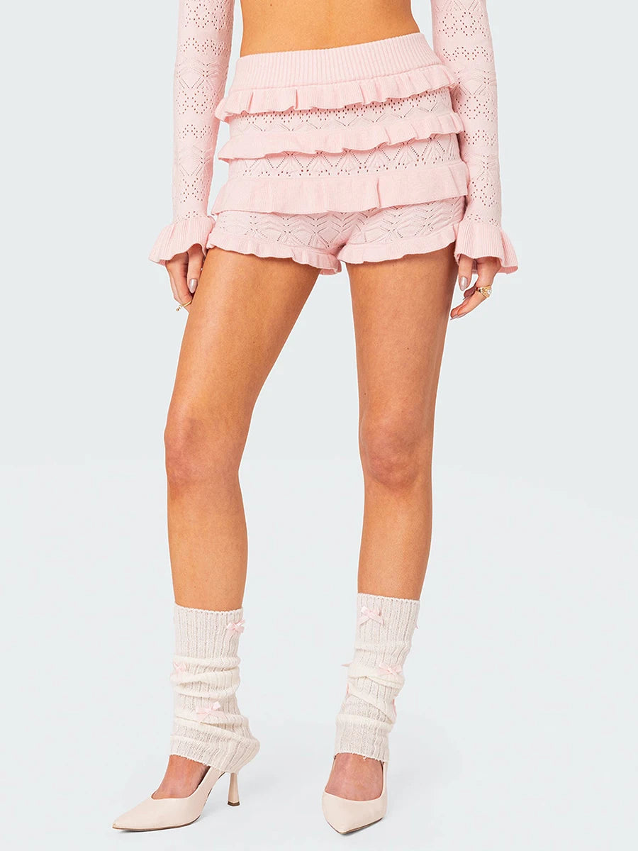 Ruffle Knit Shorts