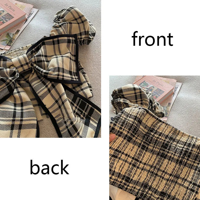 Plaid Bow Crop Top - Festigal