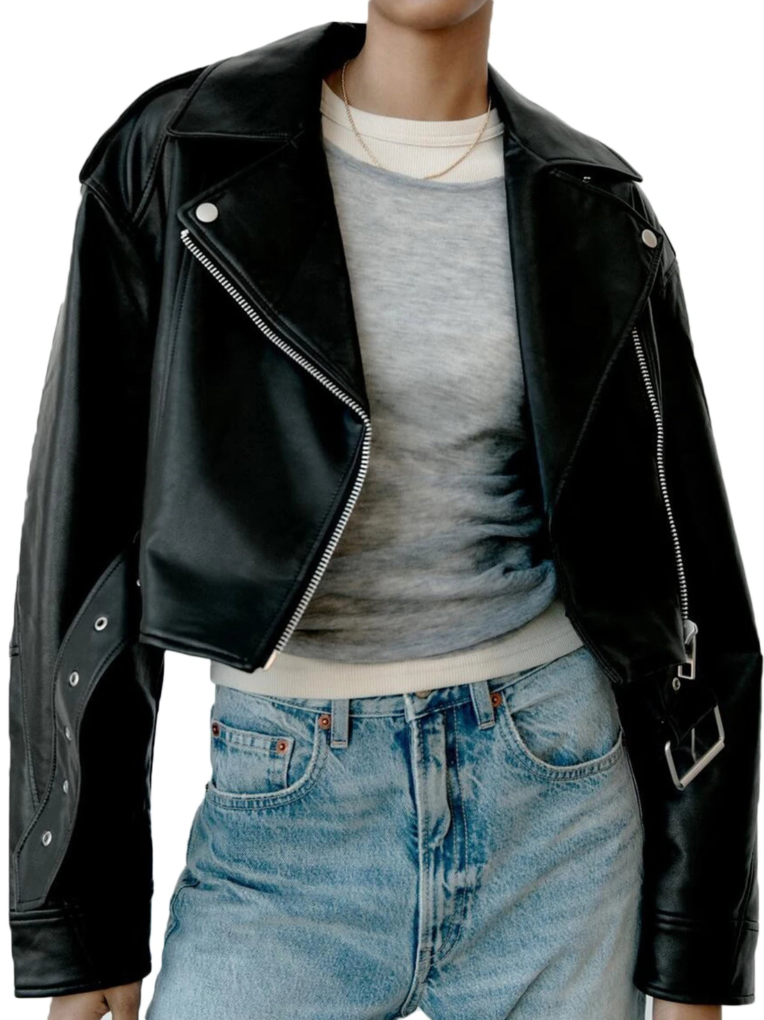 Faux Leather Biker Jacket - Festigal