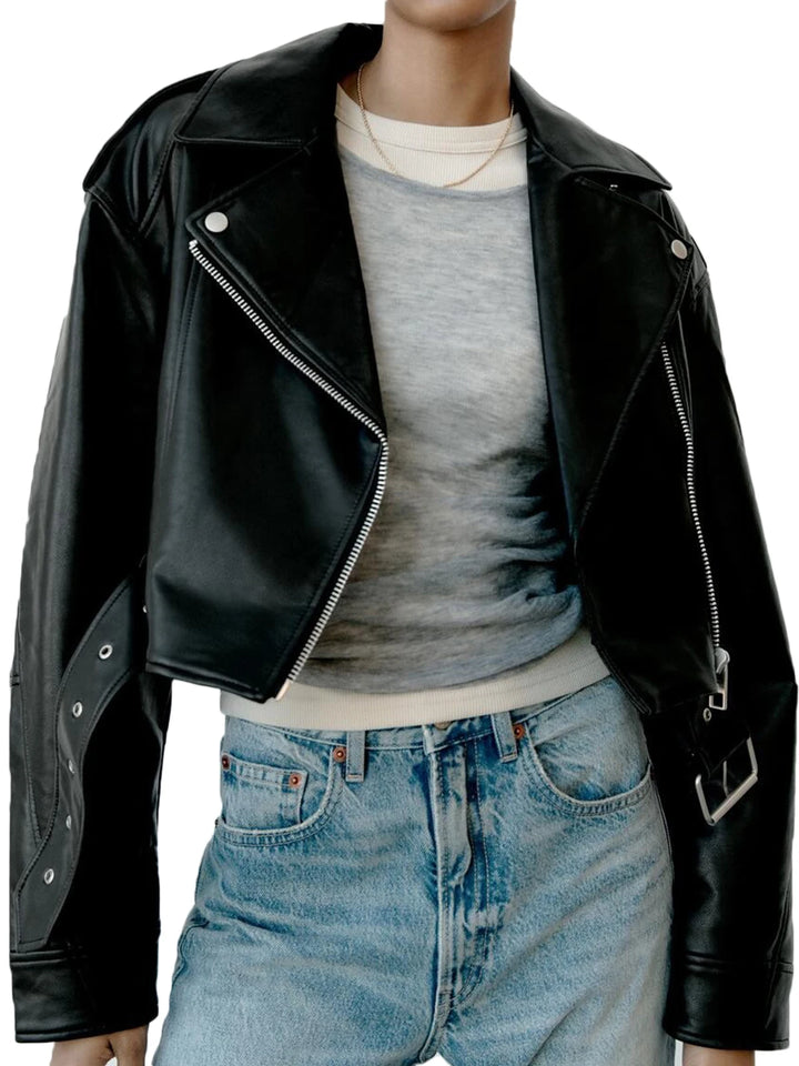 Faux Leather Biker Jacket - Festigal