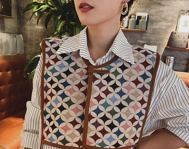 Embroidered Cropped Waistcoat - Boho Festival Layer