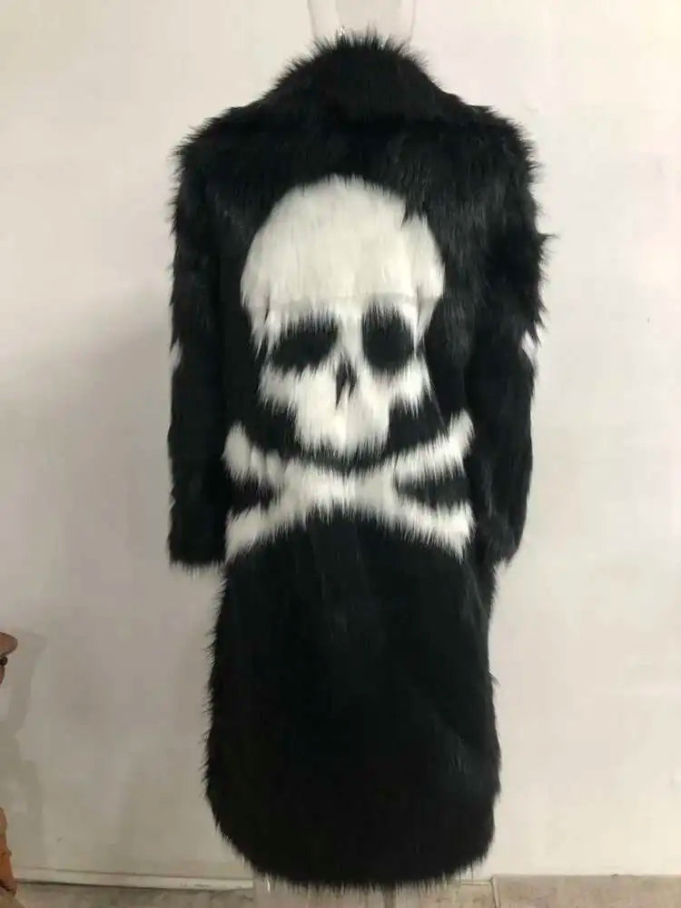 Men's Faux Fur Skull & Crossbones Jacket