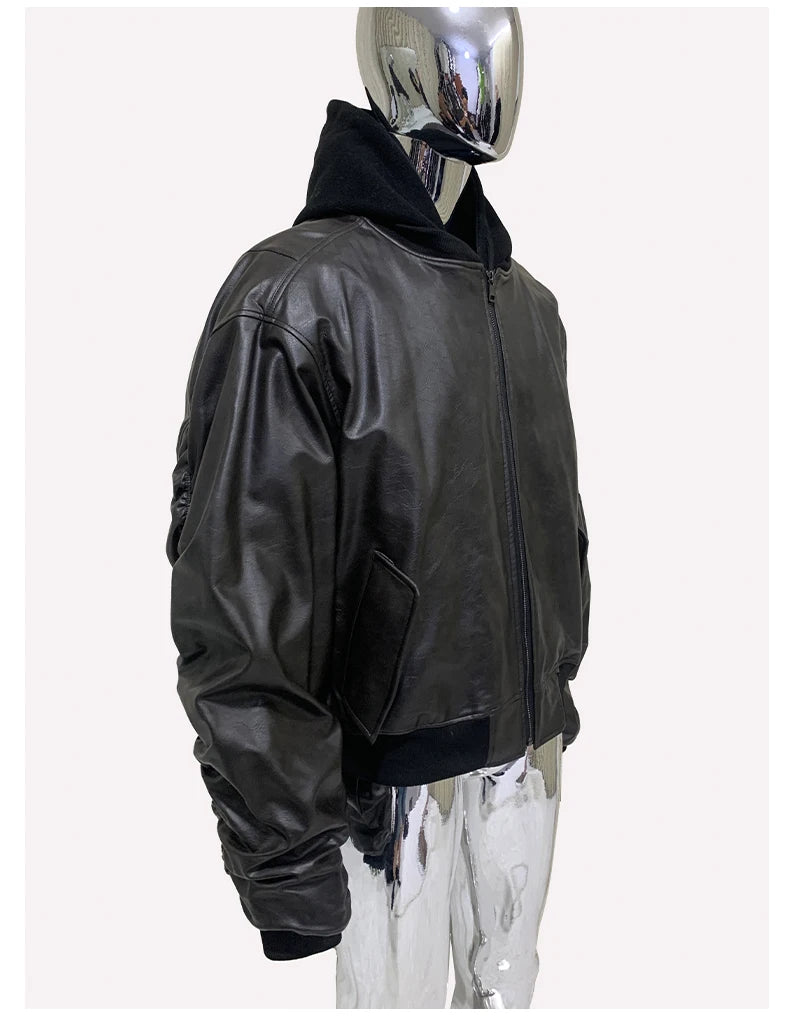 Men's Suede Hoodie Bomber Jacket - Festigal