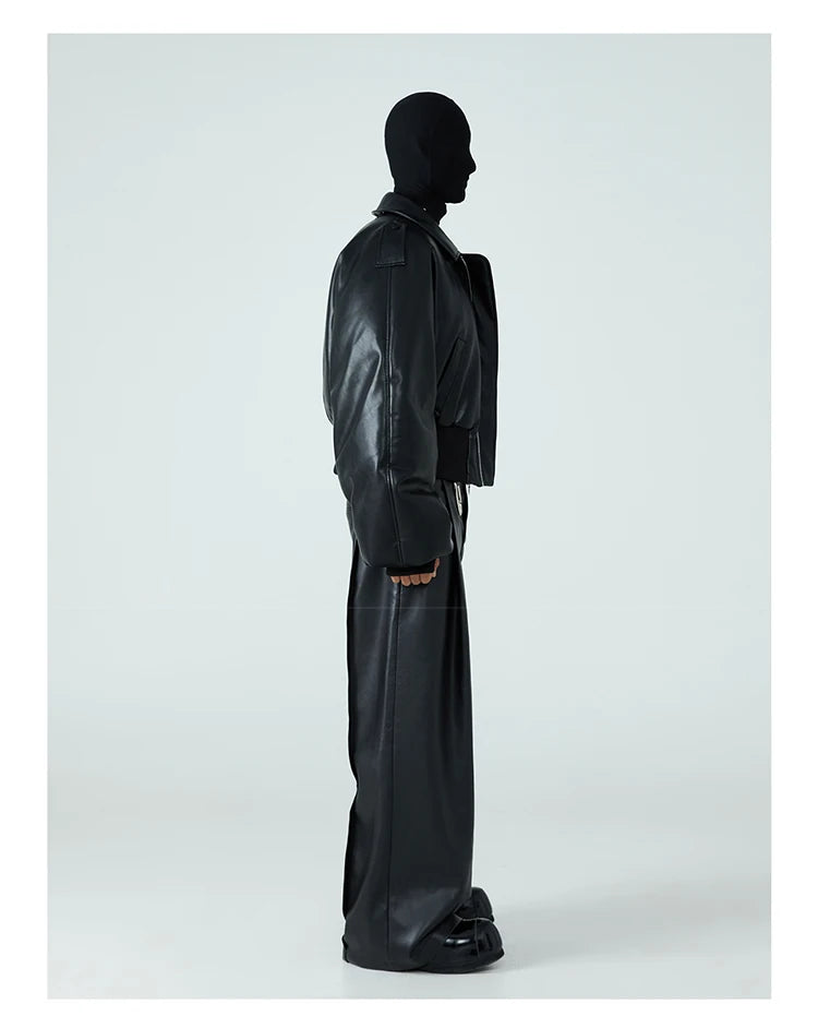 Black Faux Leather Bomber Jacket - Festigal