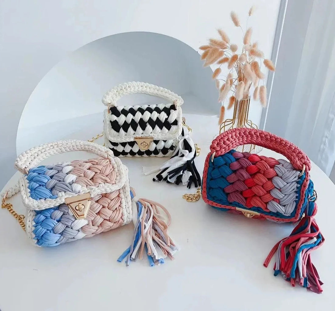 Colourful Crochet Woven Crossbody Bag - Festigal