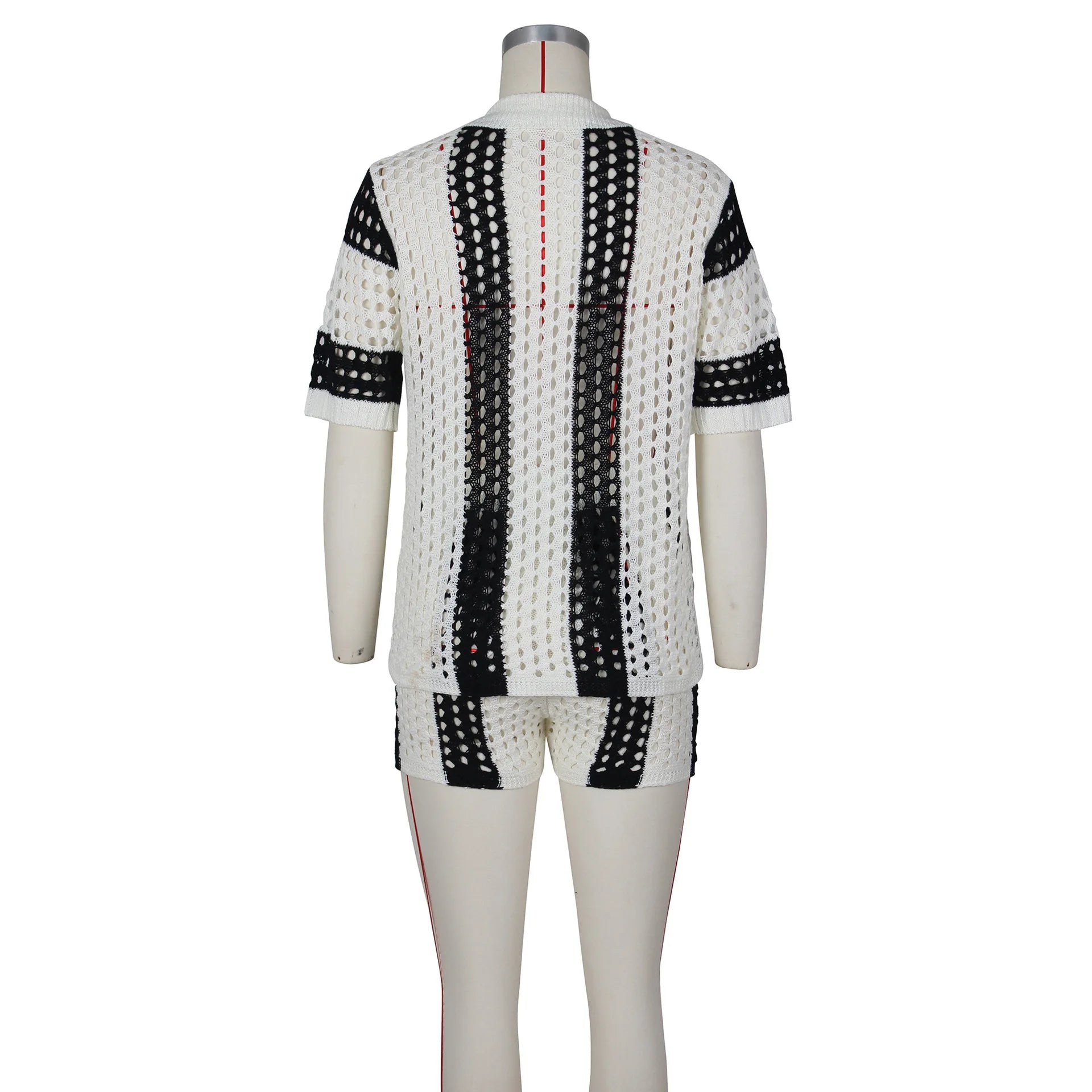 Striped Hollow Out Two-Piece Set - Festigal